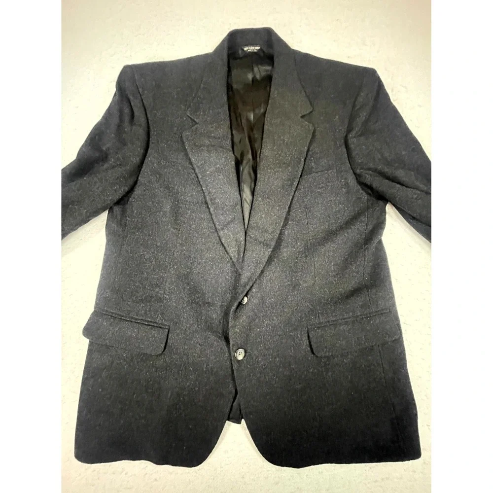 Vintage Bill Blass Blazer Jacket Mens Black Camel Hair Sport Coat Notch‎ Lapel